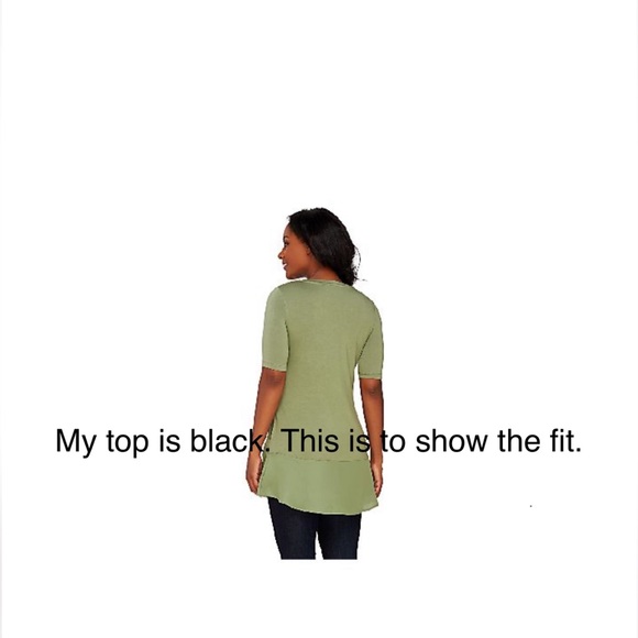 LOGO by Lori Goldstein Short Sleeve Knit Top With Chiffon Trim. Black. 2X - Picture 11 of 13